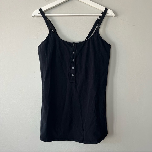 Gilligan and O'Malley Black and Gray Shelf Bra Nursing Camisole XL - Picture 1 of 7